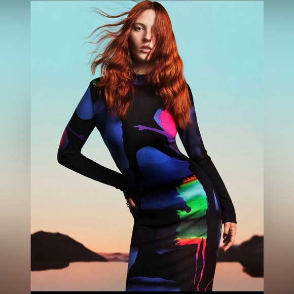 DESIGUAL HOLOGRAM LACROIX SLEEVE MIDI DRESS Size XS  EUC - Picture 3 of 12